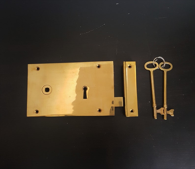 Large Horizontal Brass Rim Lock Antique Reproduction Etsy