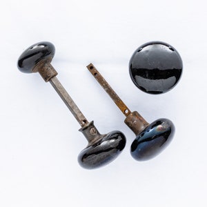 Antique Black Ceramic Doorknobs*