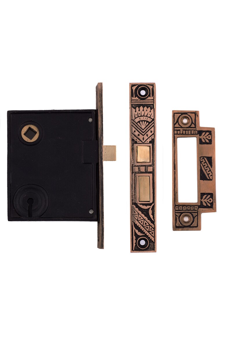 Oriental Skeleton Key Mortise Lock Set With Two Skeleton Keys Etsy