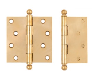 Solid Brass Door Hinges 4" x 4" with ball tips