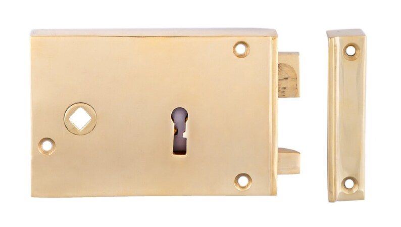 Solid Brass Horizontal Rim Lock, Antique Reproduction - Etsy