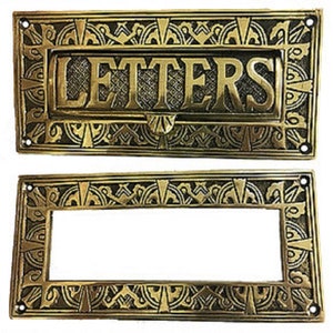 CHCO Ranura para correo decorativa grande estilo carta, latón sin lacar, reproducción de ranura para correo antigua
