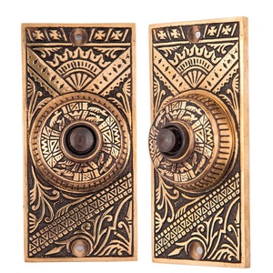 Oriental Eastlake Button Doorbell, available in two finishes