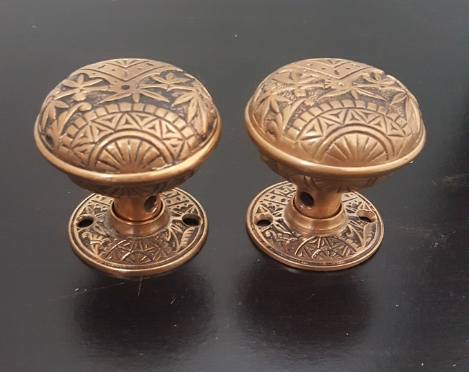 Antique Oriental Pattern Round Doorknobs and Rosettes 530648 Etsy