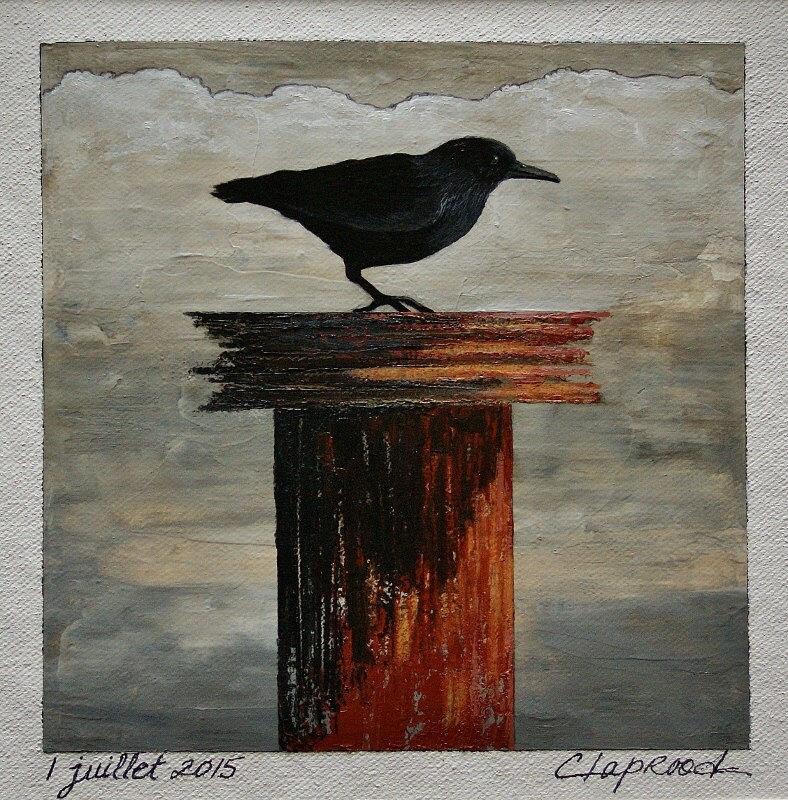 Original art black bird painting crow painting bird wall Etsy