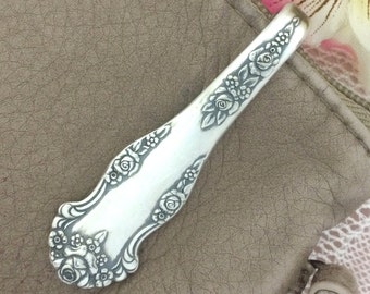 Silver Spoon Keychain, Purse Hook, HOLIDAY 1951, Repurposed Vintage King Edward National Silverplate, Key Finder, Key Ring