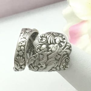 Sterling Ring Madonna Child Silver Spoon Size 7 to 10 Custom Antique Gorham VERSAILLES 1888 Upcycled Silverware Jewelry Gift of Love