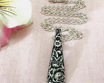 Collier pendentif floral sterling 925 chaîne en argent 12 à 30 ans Kirk personnalisé antique 1828 cuillère argenterie juin anniversaire anniversaire bijoux cadeau