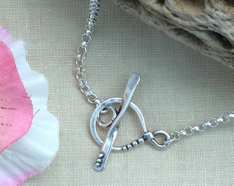 Sterling Silver Chain Necklace, Infinity Toggle Clasp, 16 - 30 inch Custom, Wife Sister BFF, Bridesmaid Wedding Party Gift, USA Artisan