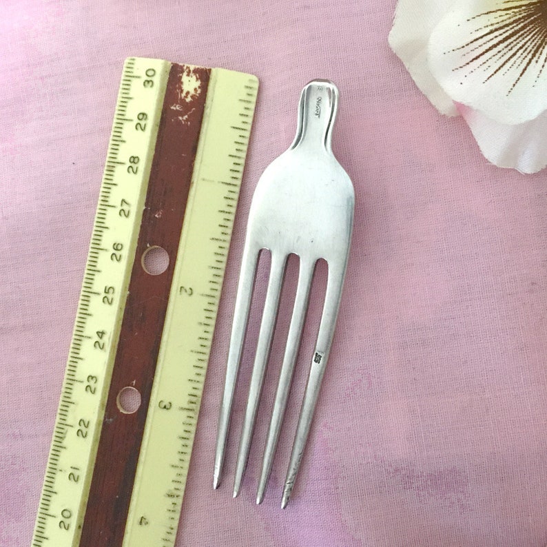 Sterling Hair Fork Pin Red Tigereye Gemstone Vintage Silver Fork Repurposed Silverware Her Wedding Jewelry Gift