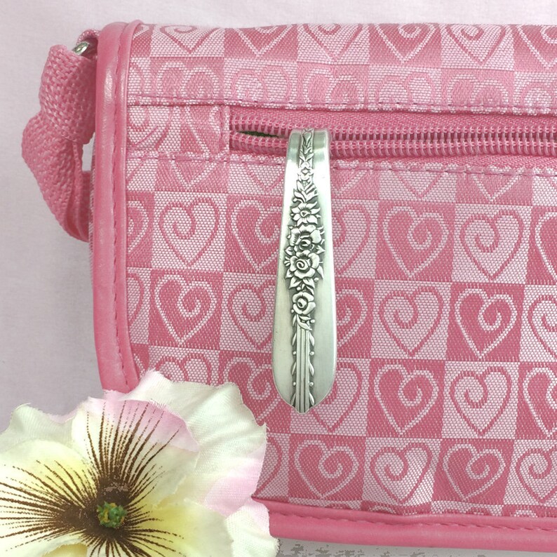 ROYAL ROSE Key Chain Silver Spoon Purse Hook Key Ring Finder Upcycled Vintage 1939 Nobility Silverplate Keychain