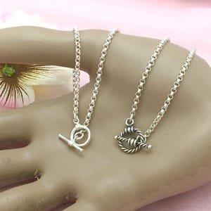 Petite Sterling Chain Necklace CHOOSE Plain OR Rope Toggle 16 to 30 inch Custom Small Rolo Chain USA Artisan made