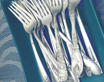 Antique Lancaster Rose Pattern Sterling Silver Serving Spoons and