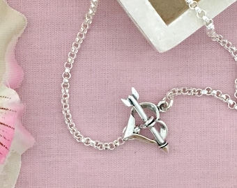 Sterling HEART ARROW Toggle Chain Necklace 16 to 30 inch Custom 925 Silver Bridesmaid Gift Wedding Party USA Artisan made