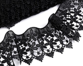 Lace border, guipure, black, 85 mm,*605*