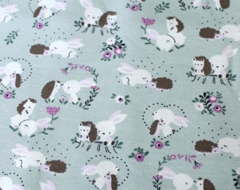 0.5 m jersey “Hare and Hedgehog”, 14.90 EUR/meter, cotton, 145 cm wide