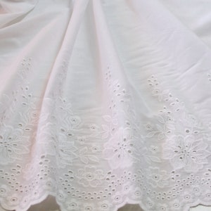 Voile de coton 0,5 m, 16,98 euros/mètre, largeur 135 cm, broderie à œillets, blanc image 1