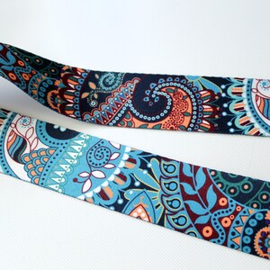 Webbing, pocket strap, paisley, ethno webbing, boho, hippie, multicolor, 50 mm