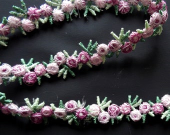 BORDER, RIBBON with 3-D flowers, 15 mm