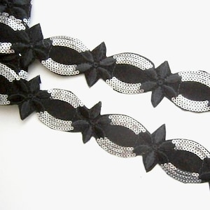 Borte zum aufbügeln, Pailletten,Schwarz,40 mm