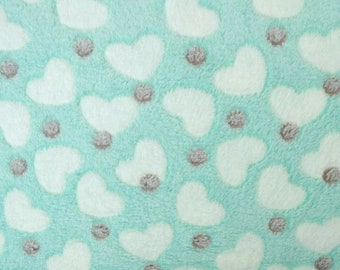 0,5 m Polaire de corail, « Herzen mint », 1,50 cm de large, (11,98 Euro/Mètre), Welnessfleece