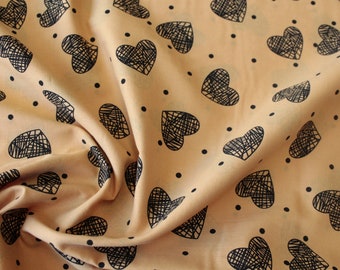 TRENDY Cotton Voilé « Heart ocre », 0,5 m x 1,40 m , par le mètre