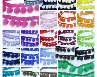 BOMMEL BORDER, trimmings, pompon border, fringe border, pompom -10 mm Ø