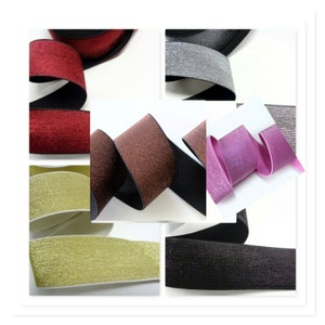 OMEVU Elastikband 5 Meter | Gold/Silber Seiden-Optik | 10-50mm Breite Für Näharbeiten