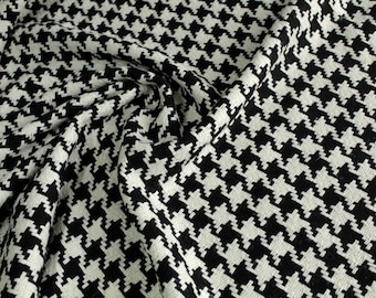 0.5 m houndstooth, (18.90 euros/meter), 1.45 m wide, wool fabric, coat, black, ecru