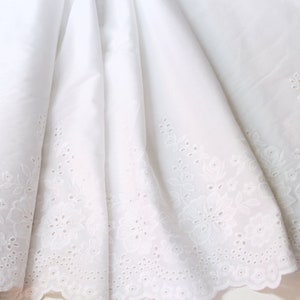 Voile de coton 0,5 m, 16,98 euros/mètre, largeur 135 cm, broderie à œillets, blanc image 3