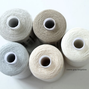 2.00 Euro/piece, 5 x universal sewing thread, overlock thread, cream-beige-grey, 100 yard