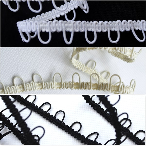 1 m Knopfband(1) mit elastischen Schlaufen ,Ösenband, Schlaufenband