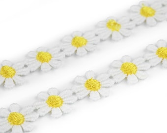 Bordure en dentelle, « marguerites », plâtre, blanc/jaune, 15 mm de large