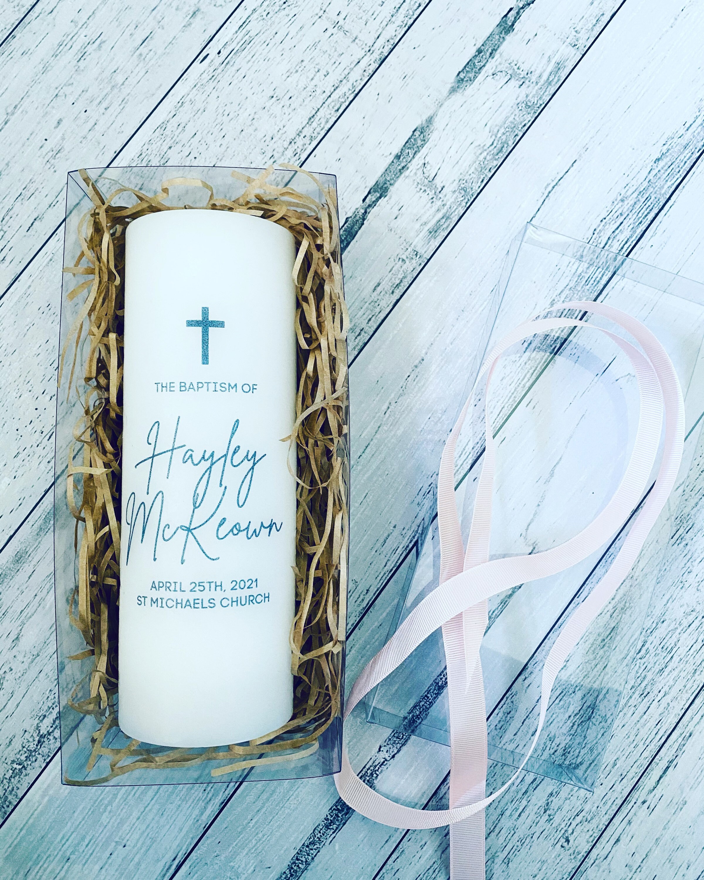 Personalised Baptism Christening Pillar Candle Etsy