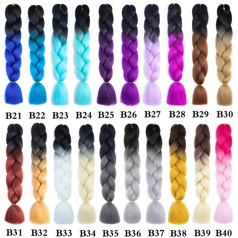 Buy 10 Get 12 Pieces Color C1~C26 of 120 Colors High Quality Jumbo Braiding Hair 24 inch Jumbo Braids Ombre Synthetic Fiber Hair Extensions