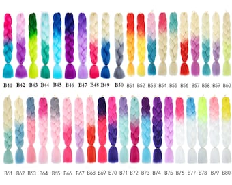 Buy 10 get 12 PACKS Color B61~B130 of 255 fancy Color High Quality Braiding Hair 24 inch Jumbo Braids Ombre Synthetic Fiber Hair Extensions