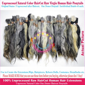 Cuticle Kept Unprocessed Natural Color HairCut Raw Virgin 100% Human Hair Ponytails making Hair Extension Hair Wigs Toupee Dreadlocks LOTs-3