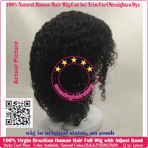 100% Soft Virgin Brazilian Human Hair Curly Natural Wave Full Wigs-Natural Color,1B#,2#,4#,P1B/30#,P4/30#
