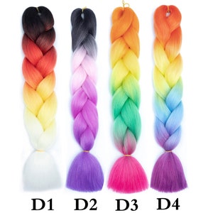 Color D1~E10 in Buy 10 Get 12 packs of 255 Color High Quality Braiding Hair 24 inch Jumbo Braids Ombre Synthetic Fiber Hair Extensions