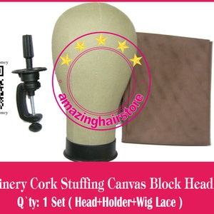 Brand New Cosmetology Millinery Hat Cork Canvas Block Head D to Make repair 100% remy Human Hair Full Lace Wigs Hairpiece Men Toupee etc