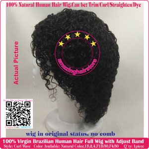 100% Soft Virgin Brazilian Human Hair Curly Natural Wave Full Wigs-Natural Color,1B#,2#,4#,P1B/30#,P4/30#