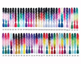 Buy 10 get 2 FREE Color C1~C60 of 255 fancy Color High Quality Braiding Hair 24 inch Jumbo Braids Ombre Synthetic Fiber Hair Extensions