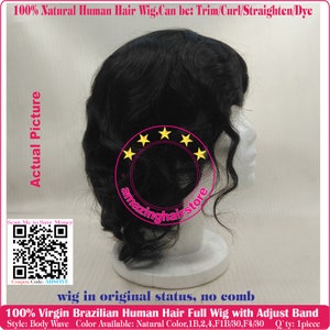 100% Soft Virgin Brazilian Human Hair Curly/Natural Wave Full Wigs-Natural Color,1B#,2#,4#,P1B/30#,P4/30#