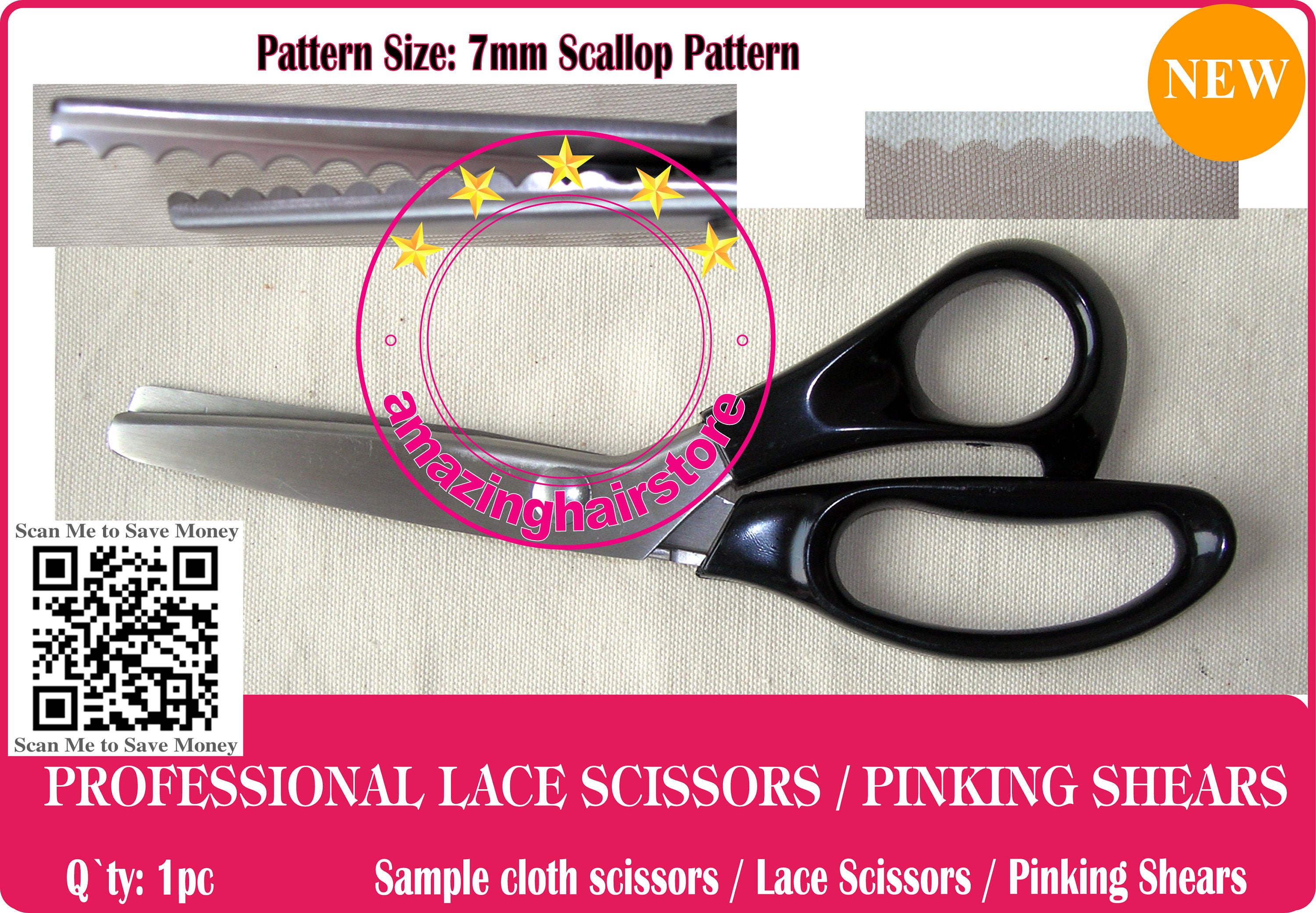 3mm Zigzag Pinking Shears Scallop Pattern Scissors Wig Lace