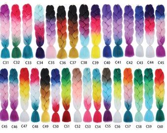 255 Colors Buy 10 Get 12 Pieces Color C1~C60 High Quality Jumbo Braiding Hair 24 inch Jumbo Braids Ombre Synthetic Fiber Hair Extensions