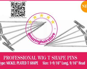 1200CT 1.6" Steel T Pins with Nickel Finish to Make repair 100% remy Human Hair Full Lace Wigs Hairpiece Mens Toupee Doll Head-FREE SHIPPING