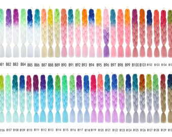 Buy 10 get 12 PACKS Color B71~B130 of 255 Colors High Quality Braiding Hair 24 inch Jumbo Braids Ombre Synthetic Fiber Hair Extensions