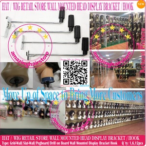 24 piece Brand NEW Metal Grid Wall Slat Wall Pegboard wall Drill on Board Mounted Head Display Bracket / Hook- FREE SHIPPING