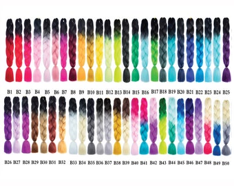 Buy 10 get 12 PACKS Color B1~B70 of 255 Colors High Quality Braiding Hair 24 inch Jumbo Braids Ombre Synthetic Fiber Hair Extensions
