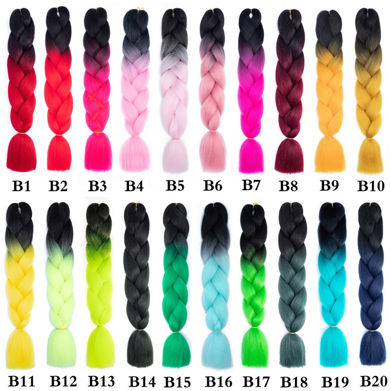 Buy 10 Get 12 Pieces Color C1~C26 of 120 Colors High Quality Jumbo Braiding Hair 24 inch Jumbo Braids Ombre Synthetic Fiber Hair Extensions